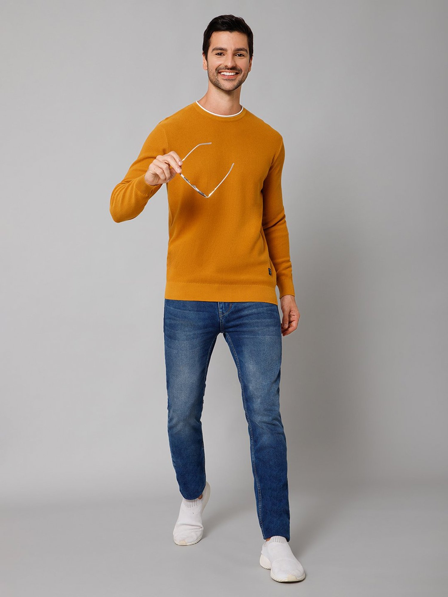 Cantabil Mustard Regular Fit Sweater