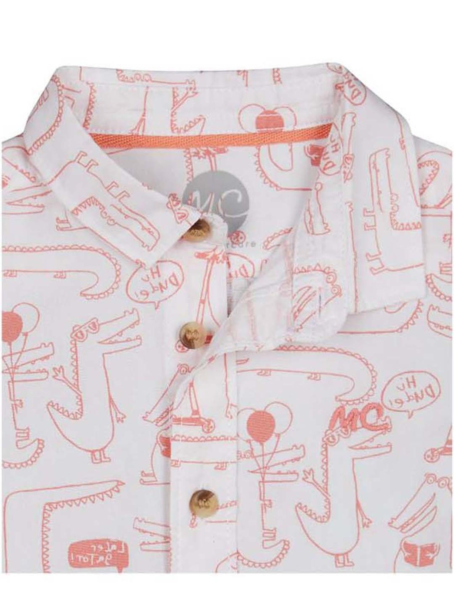 Mothercare Kids White & Orange Printed Shirt