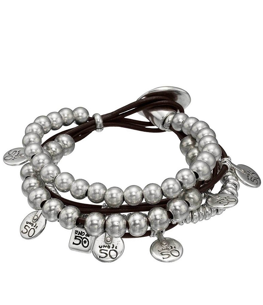UNOde50 What A Mess Silver & Leather Bracelet