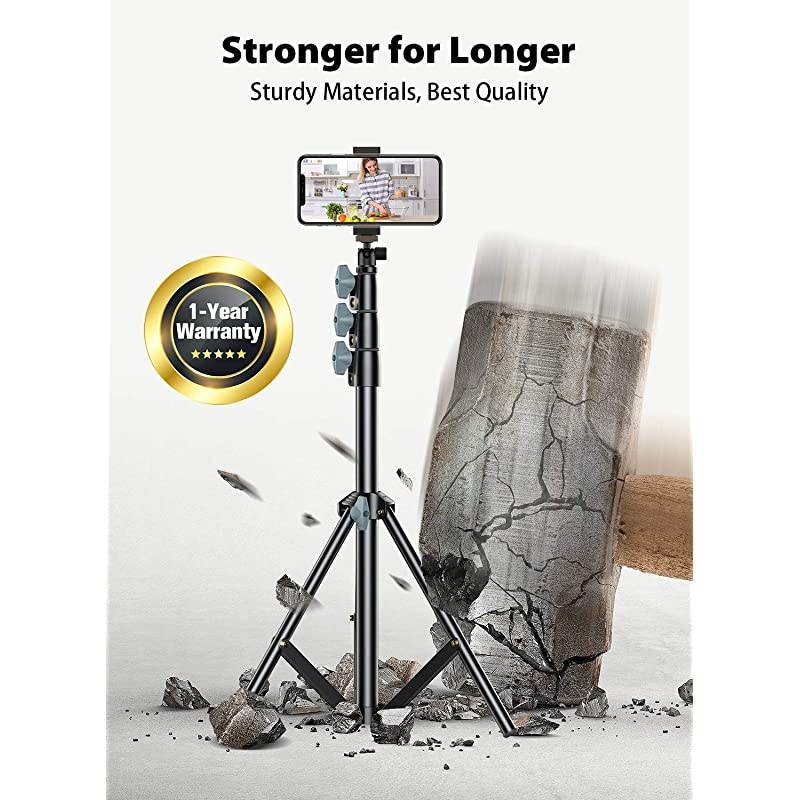 60 Phone Tripod  Universal Phone Tripod Stand with Bluetooth Remote Tripod for iPhone Heavy Duty Fully Adjustable Fits iPhone 12 Pro Max Mini 11 Xs Samsung Note 20 S20 Plus and All Phones