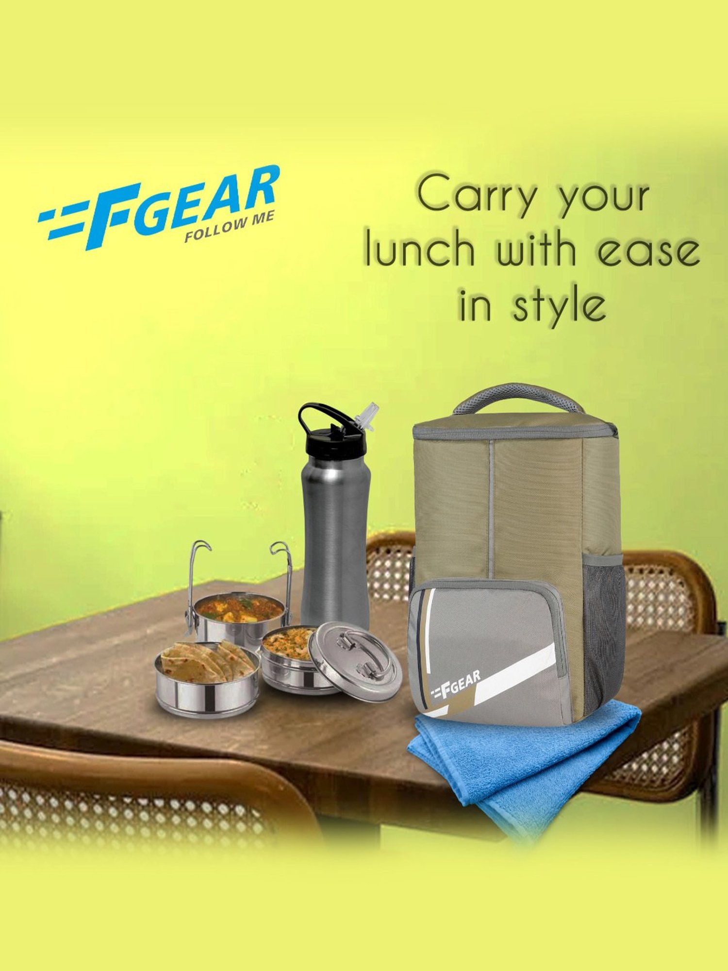 F Gear Ramen Khaki & Grey Medium Lunch Bag