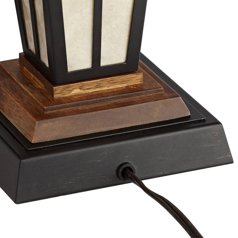 Franklin Iron Works Mission Rustic Table Lamp with Nightlight LED Bronze Tiffany Style Light Mica Living Room Bedroom Bedside