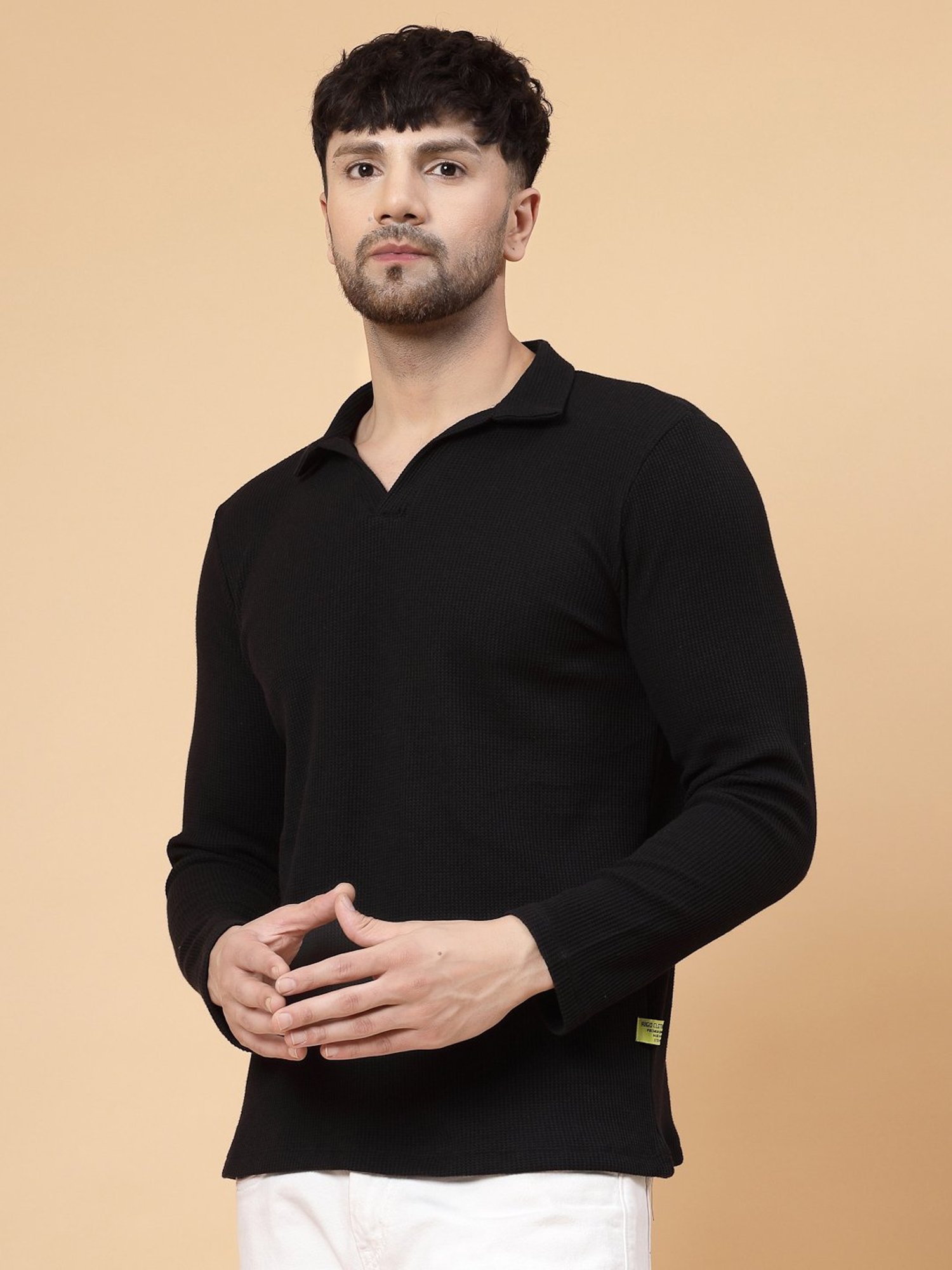 Rigo Black Regular Fit Printed Polo T-Shirt