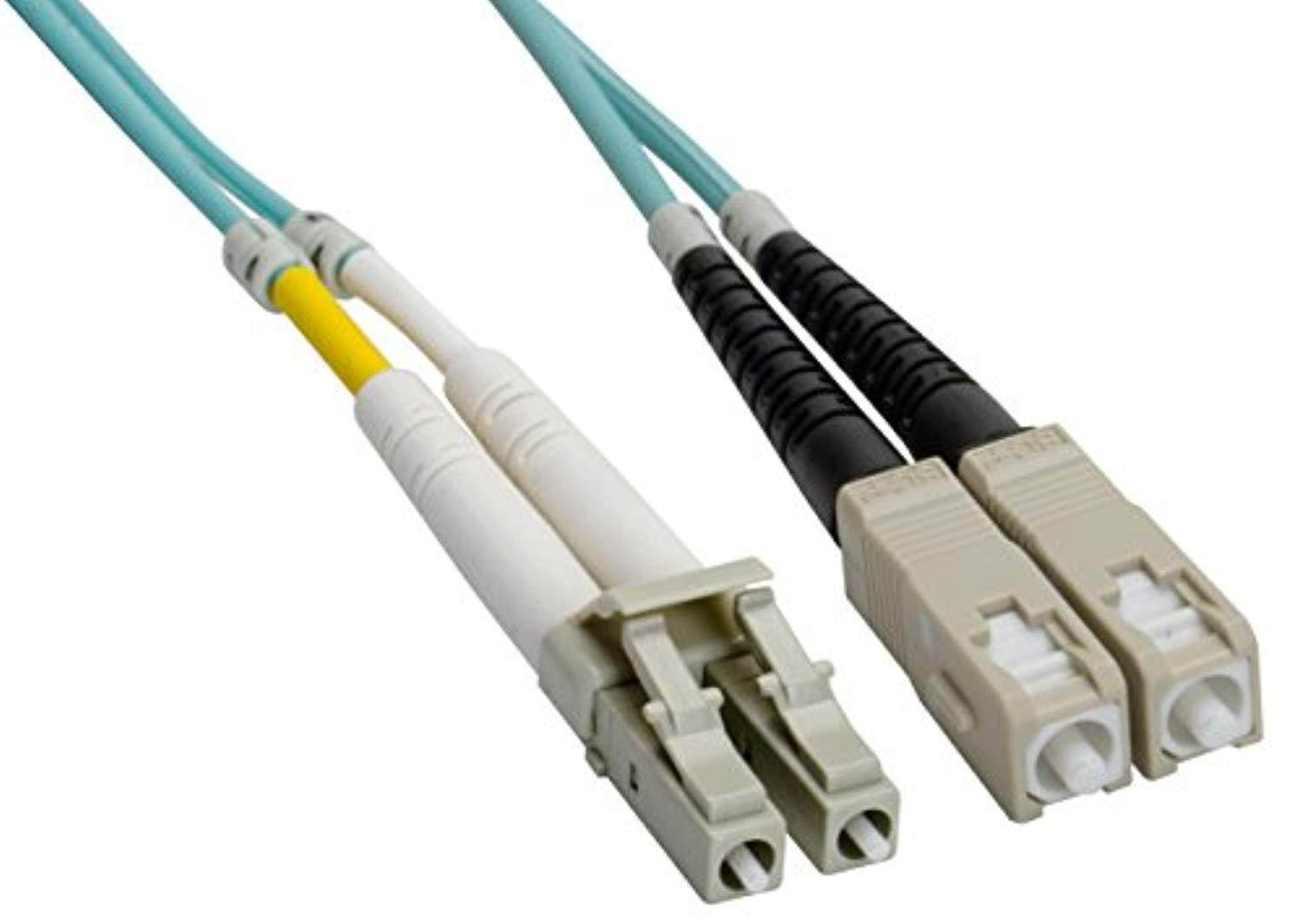 amphenol fo-10ggblcsc0-010 lc-sc duplex 10 gb multimode fiber optic patch cable, 50/125 om3, 10 m, 32.8', aqua