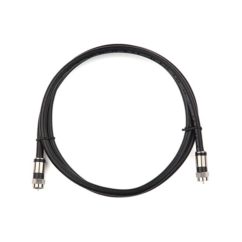 Coaxial Cable 4 Feet with RG6 Coax Cable Connector and FType Cable Extension Adapter Black Coax Satellite TV 75 Ohm Cable