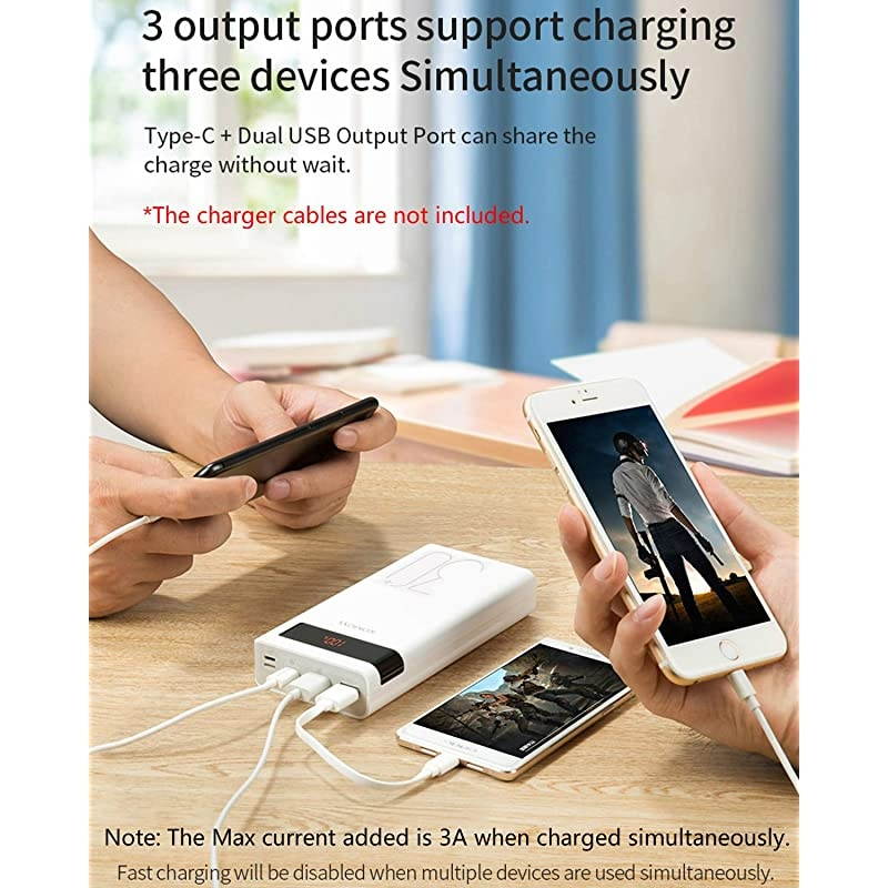 Sense 8P+ 30000mAh TypeC PD Portable Charger 18W Fast Charge Power Bank with Power Delivery Input Max 3A Output Compatible with iPhone iPad Samsung Nexus Nintendo Switch and More