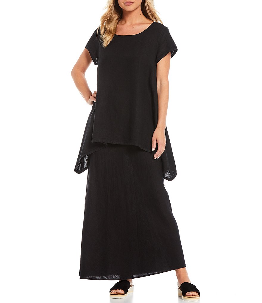 Bryn Walker Long Bias Light Linen Mid Rise Pull-On Skirt