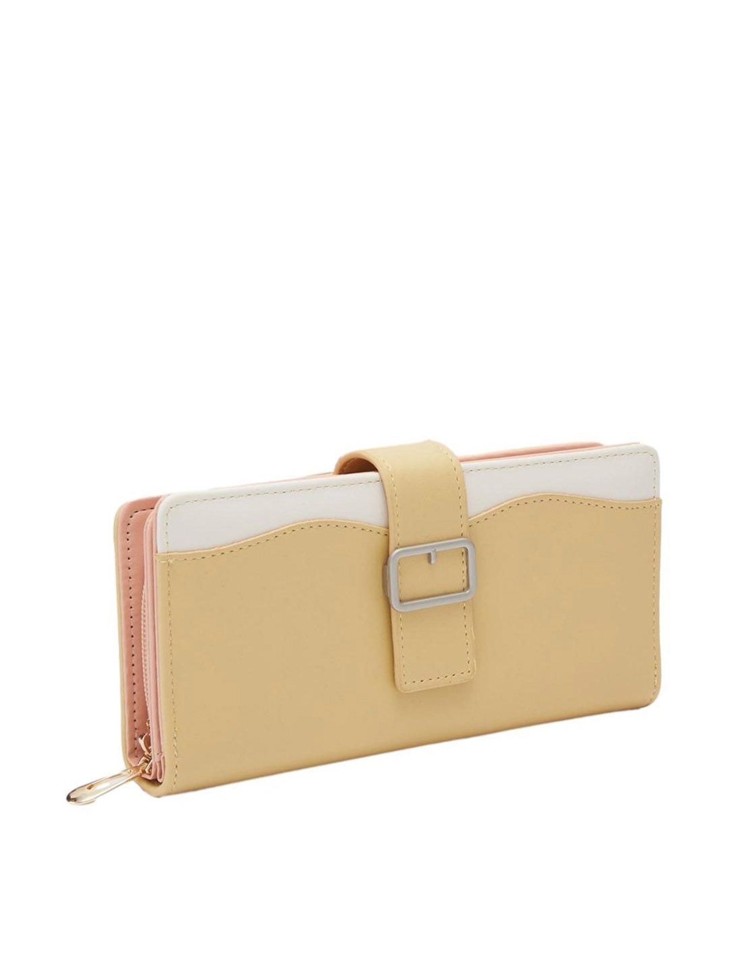 Globus Mustard Color Block Zip Around Wallet for Women