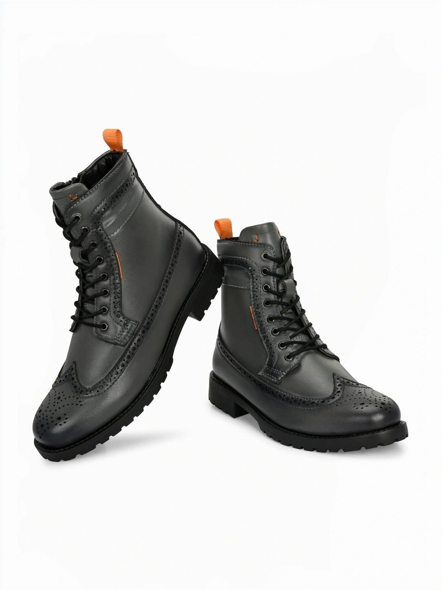 Alberto Torresi Men's Grey Brogue Boots