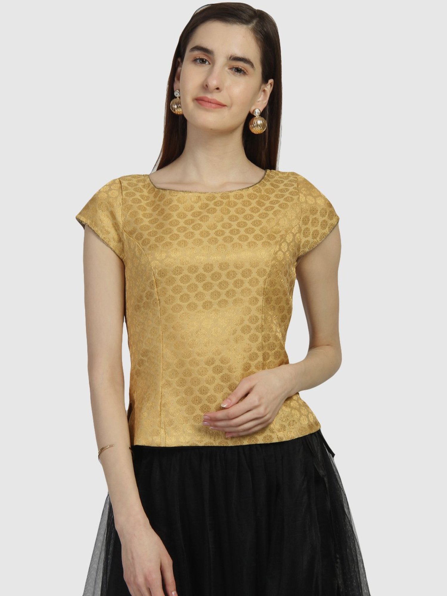 studiorasa Golden Woven Pattern Readymade Blouse