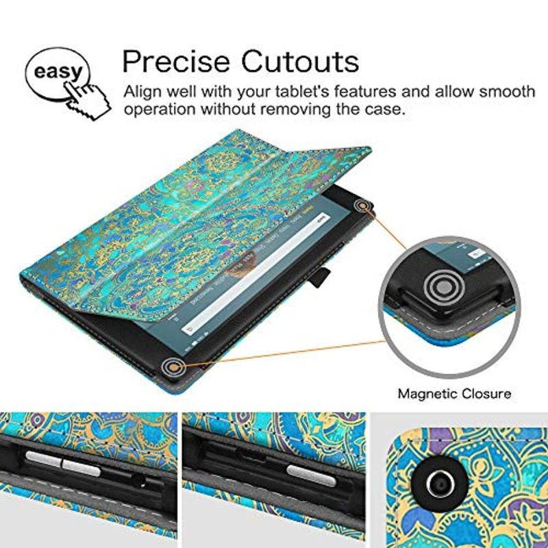 Fintie Folio Case for All-New Amazon Fire HD 10 Tablet (Compatible with 7th and 9th Generations, 2017 and 2019 Releases) - Premium PU Leather Slim Fit Stand Cover with Auto Wake/Sleep, Shades of Blue