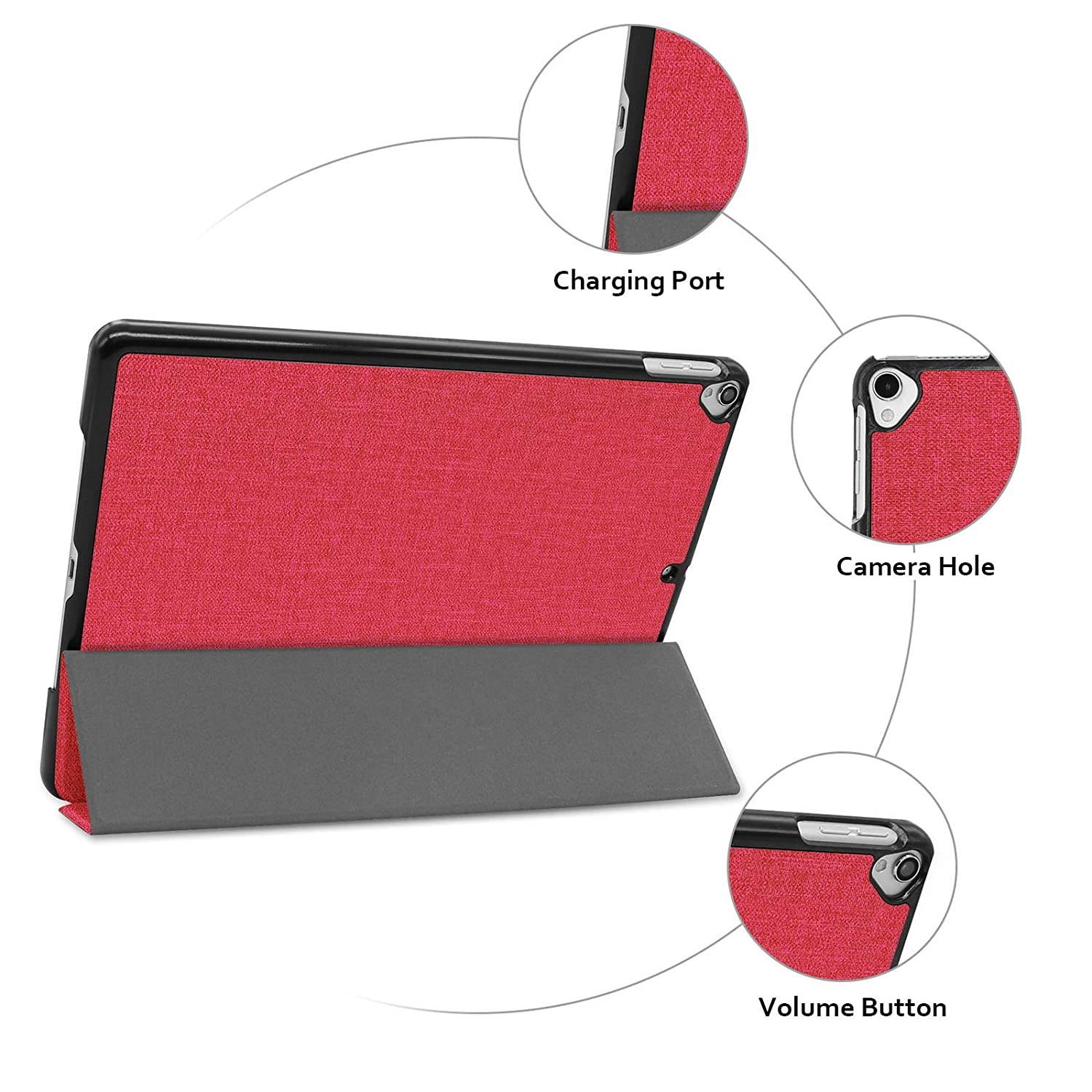 Dteck New iPad 10.2 Case 2019, iPad 7th Generation Case with Pencil Holder - [Strong Protection] Ultra Slim Shockproof Hard Back Trifold Stand Smart Cover, Auto Sleep/Wake, Rose