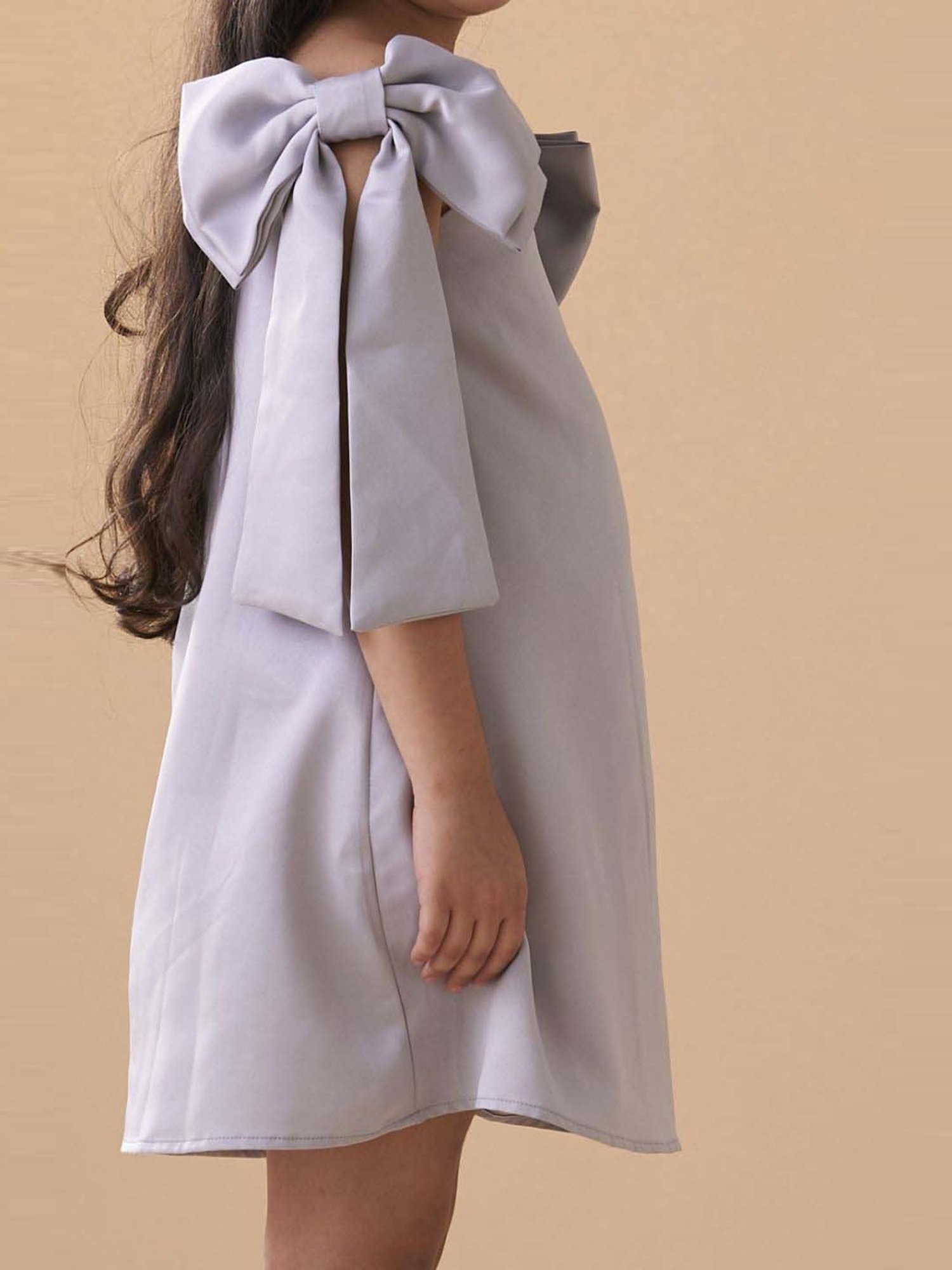 KidsDew Girls Grey Solid Casual Dresses