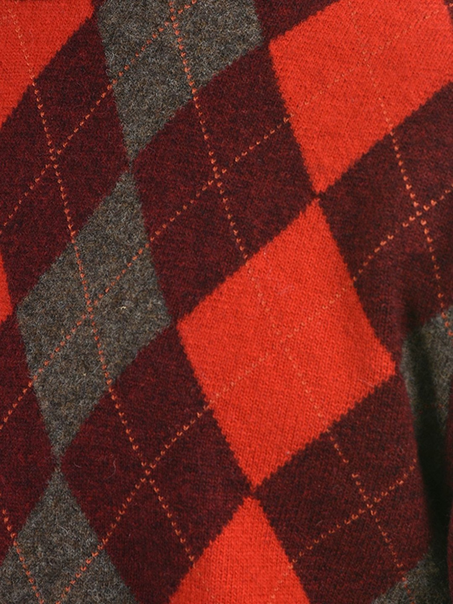 London Fog Maroon Regular Fit Argyle Sweater