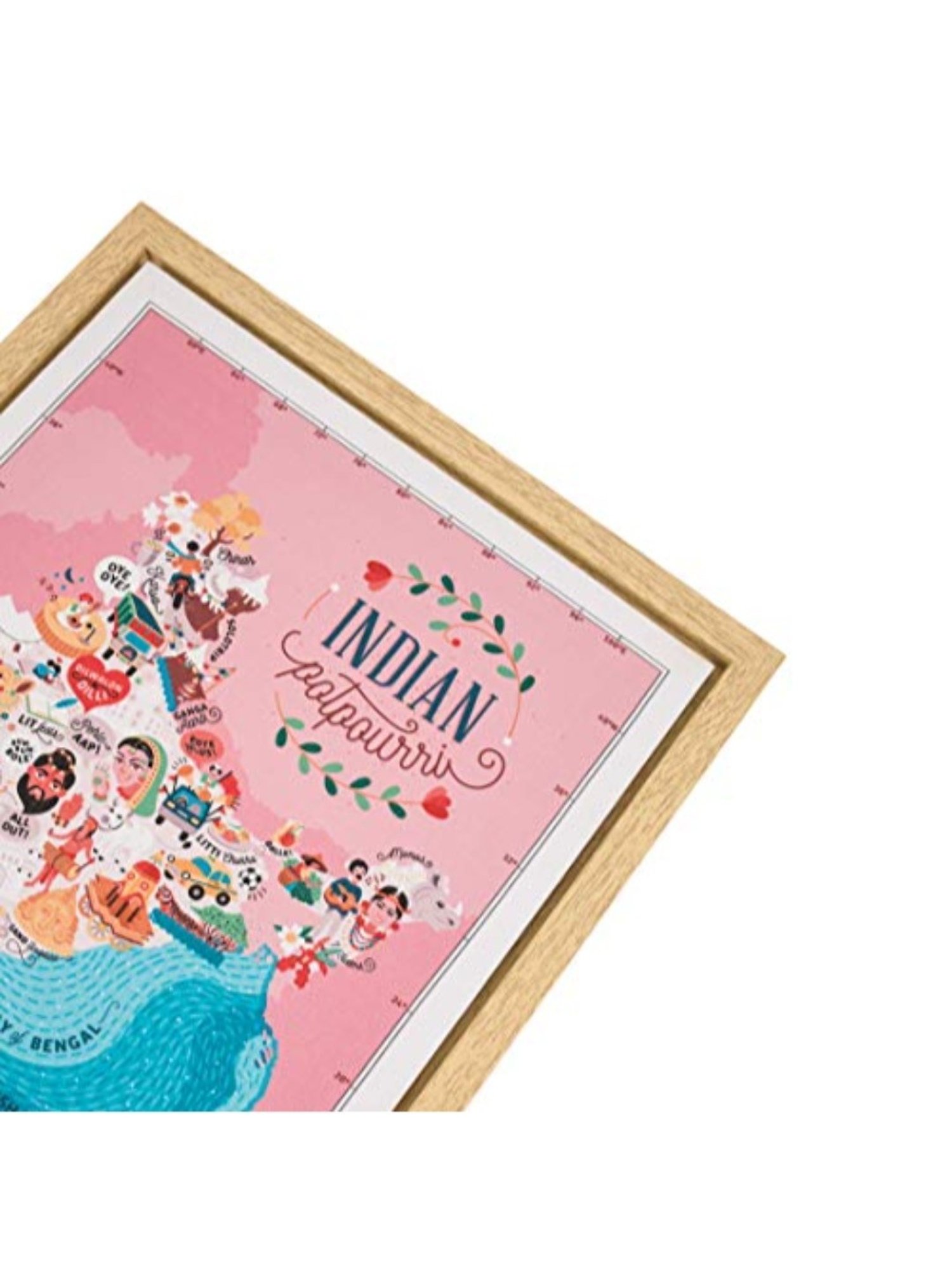 Chumbak Indian Potpourri Pink & Blue Canvas Wall Art - Set of 1