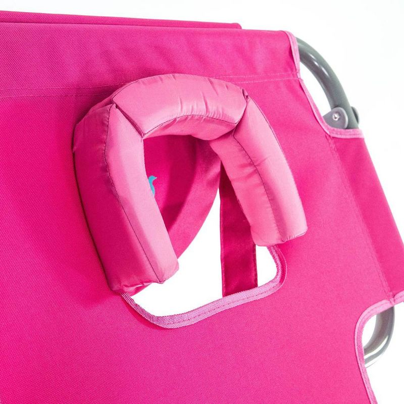 Ostrich On-Your-Back Outdoor Lounge 5 Position Reclining Beach Lake Chair, Pink