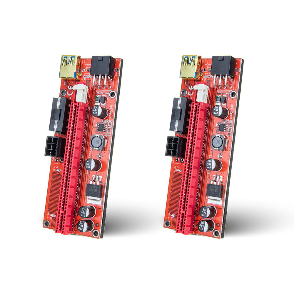 AAAwave PCIE Riser VER 009S 1x to 16x Graphic Extension for GPU Mining USB Riser Powered Adapter Card, 60cm USB 3.0 Cable, 4 Solid Capacitors, 2x 6PIN and Molex 3 Power Options (Orange) Pack of 2