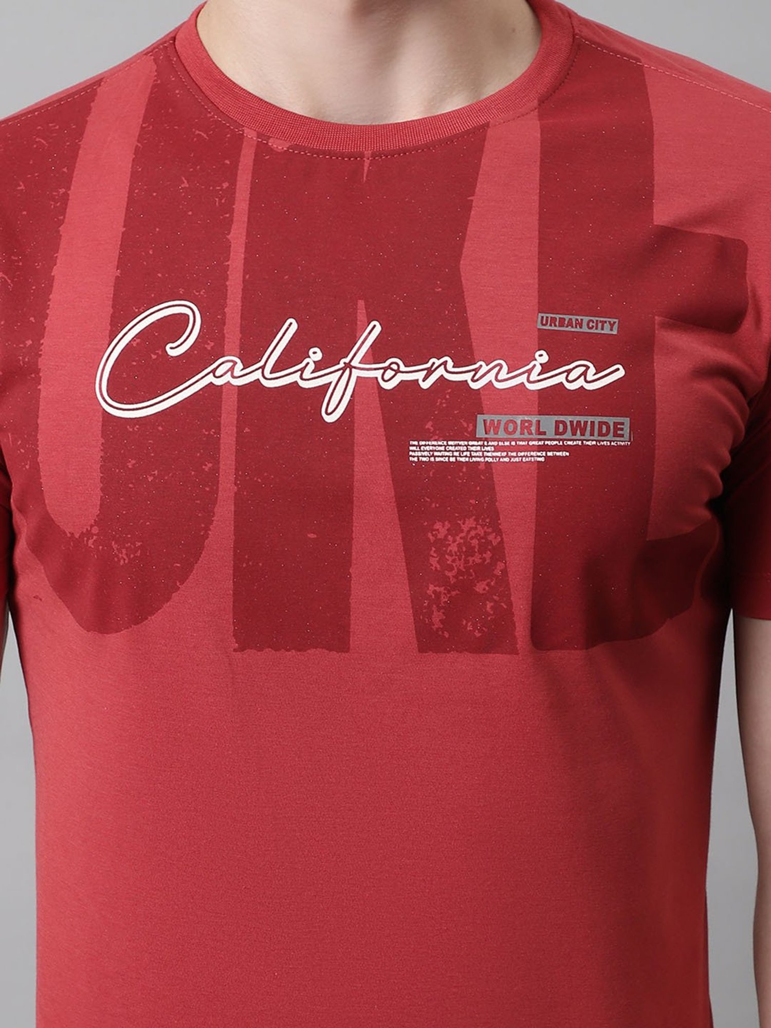 Venitian- Forbidden Clothing Red Slim Fit Graphic Print Crew T-Shirt