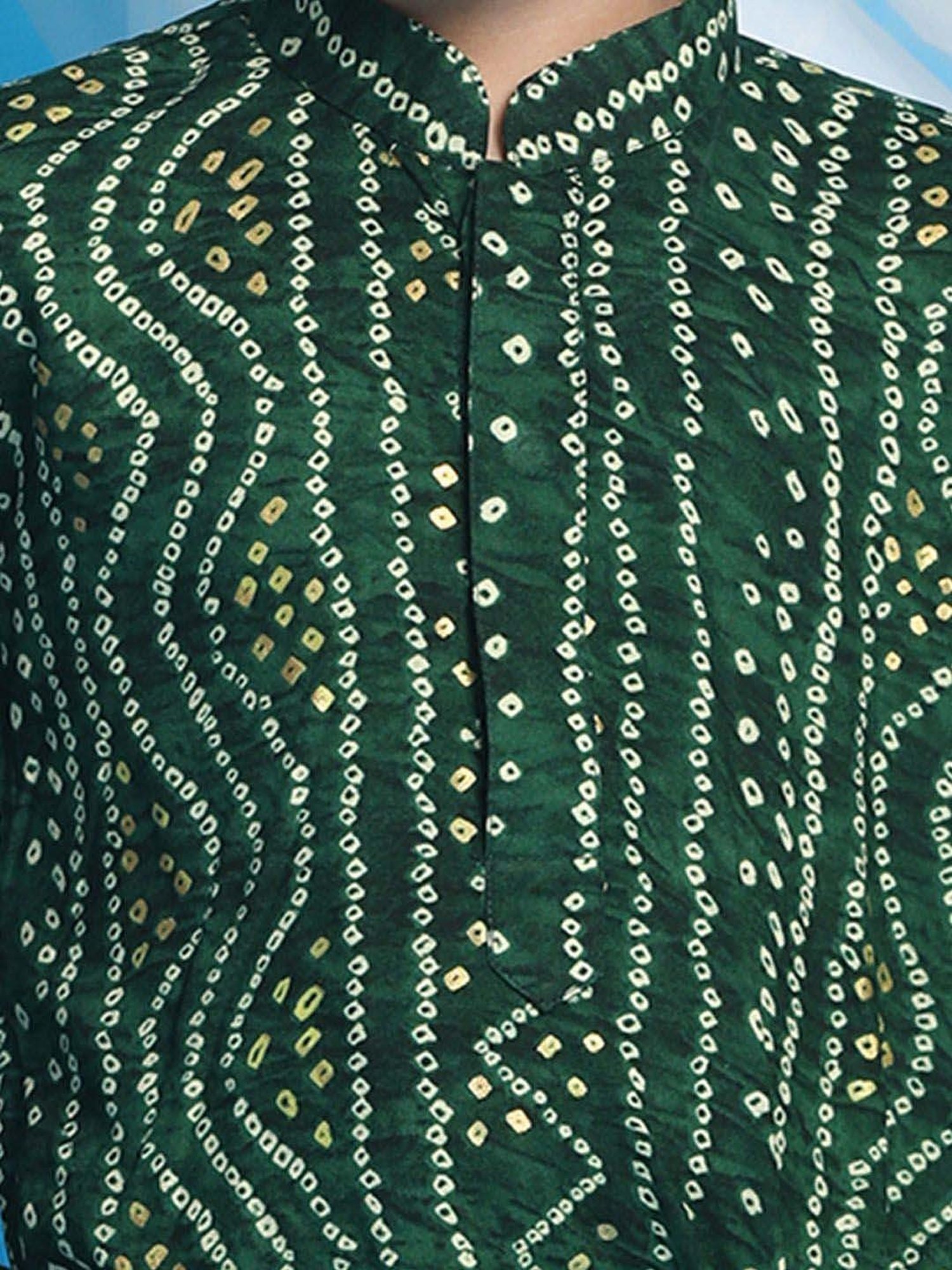 VASTRAMAY Boys Green & Rose Gold Printed Full Sleeves Kurta Sets