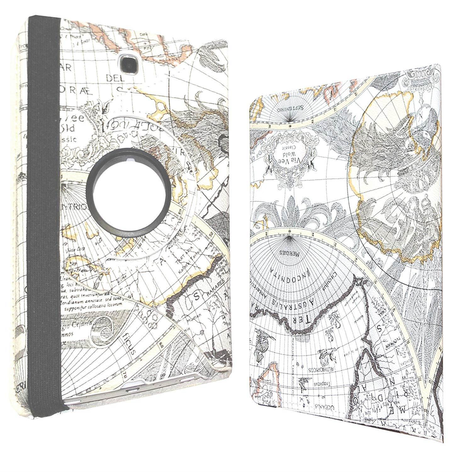 Samsung Galaxy Tab 4 7.0 Case, JYtrend (R) 360 Rotating Stand Cover for Galaxy Tab 4 7-inch SM-T230 SM-T231 SM-T235 SM-T230N SM-T231N SM-T235N (Map)