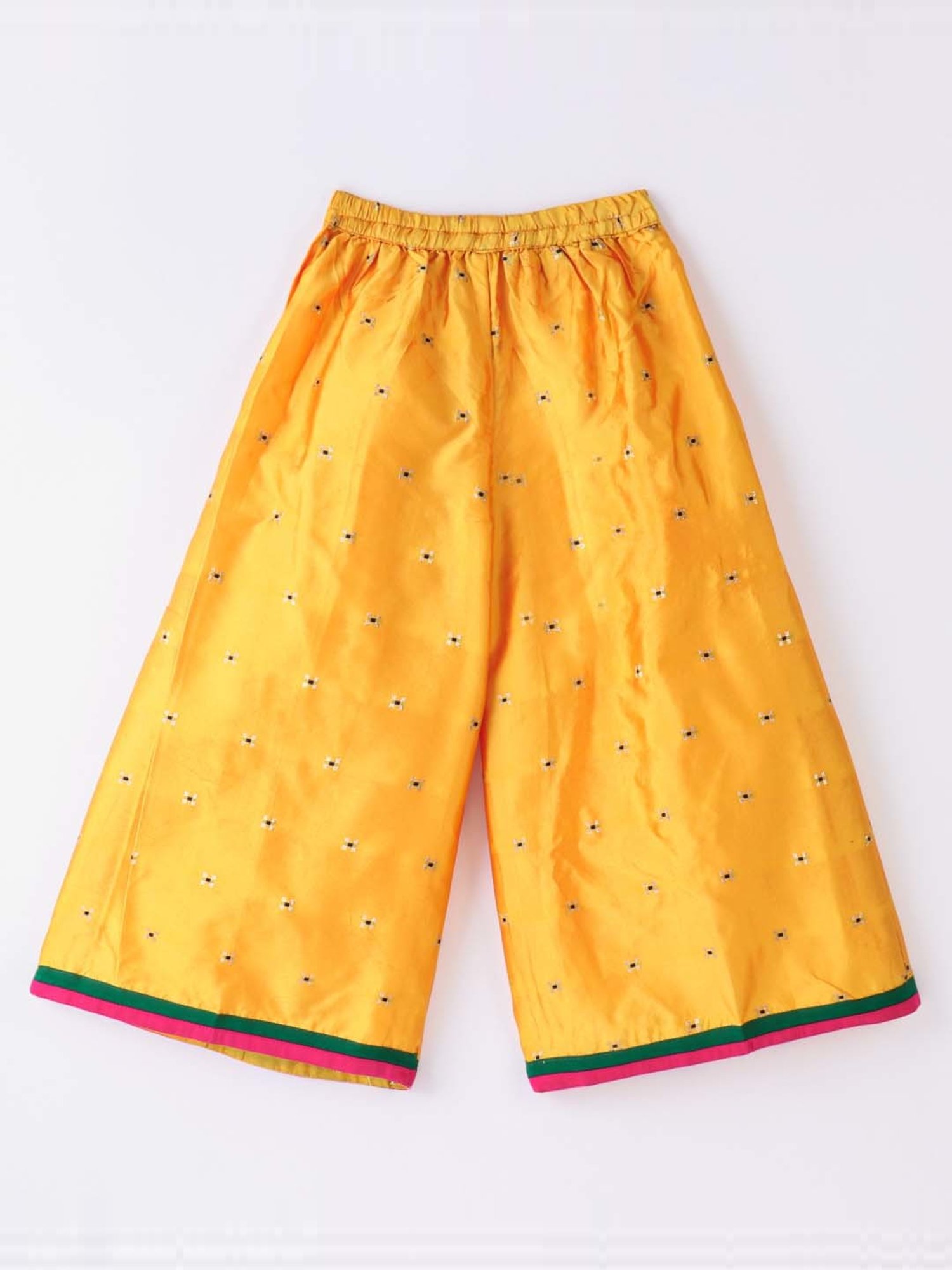 TWISHA Kids Red & Yellow Cotton Self Pattern Top Set