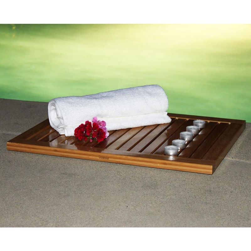 1'5"x2'6" Rectangle Indoor and Outdoor Solid Floor Mat Brown - Oceanstar