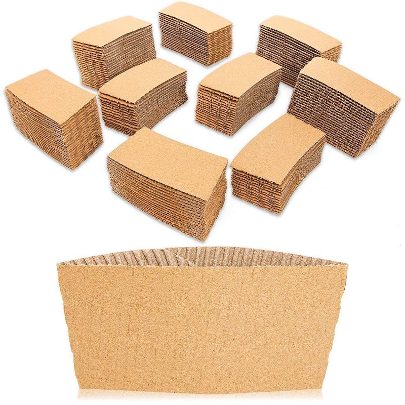 Juvale 200 Pack Hot Coffee Cup Sleeve Holder, Corrugated Paper (3.15 x 2.3 in)