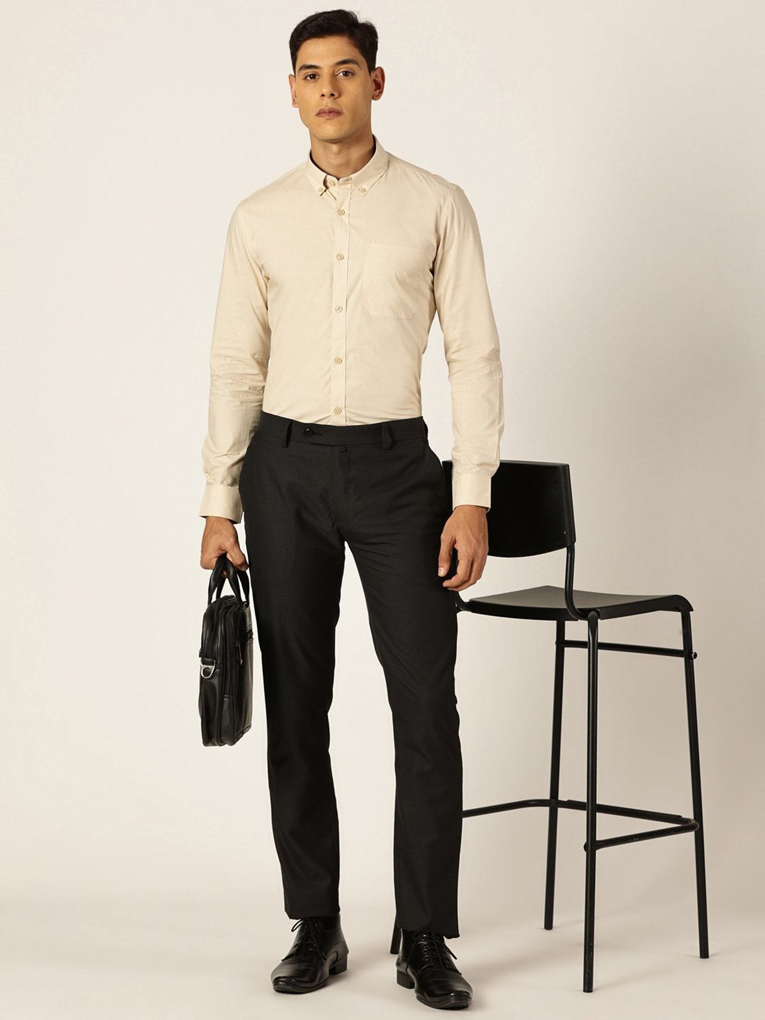 Thomas Scott Beige Smart Fit Cotton Shirt