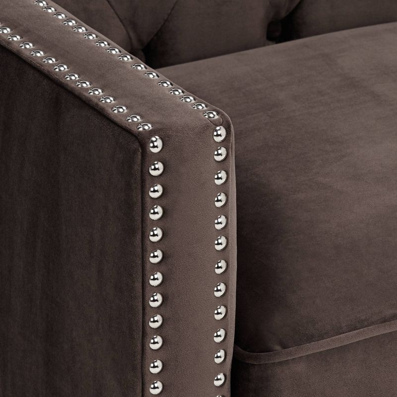 55 Downing Street Tiffany Chocolate Brown Tufted Armchair