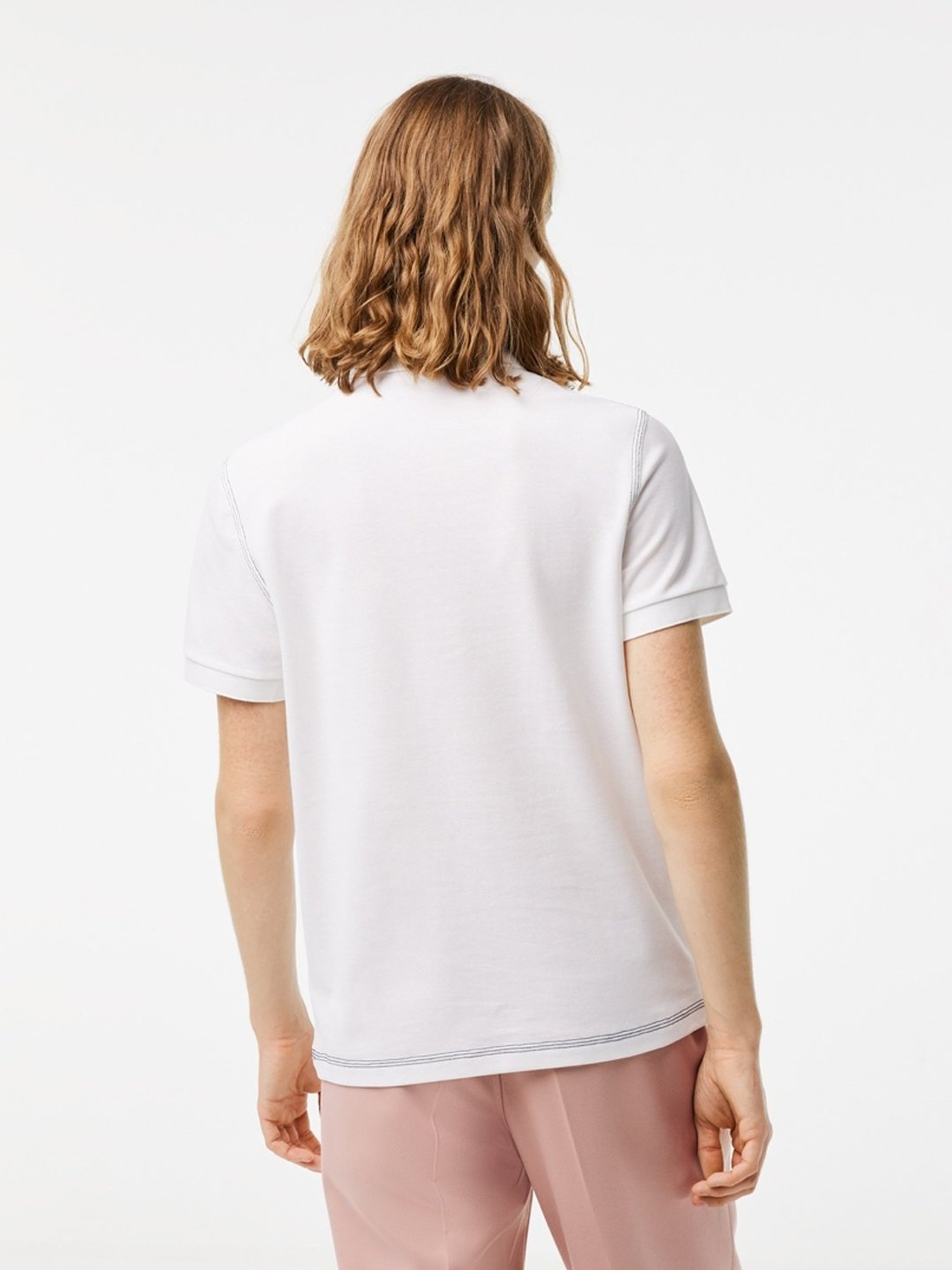 Lacoste White Cotton Regular Fit Printed Polo T-Shirt