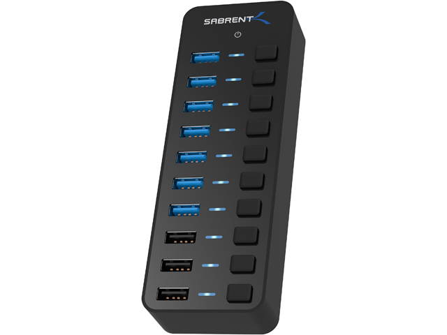 Sabrent 36W 7-Port USB 3.0 Hub with Individual Power Switches and LEDs (HB-BUP7)