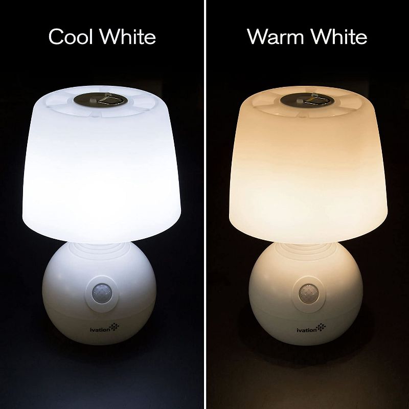 Ivation 12-LED Motion Sensing Small Table Lamp, Dual Color Range, White