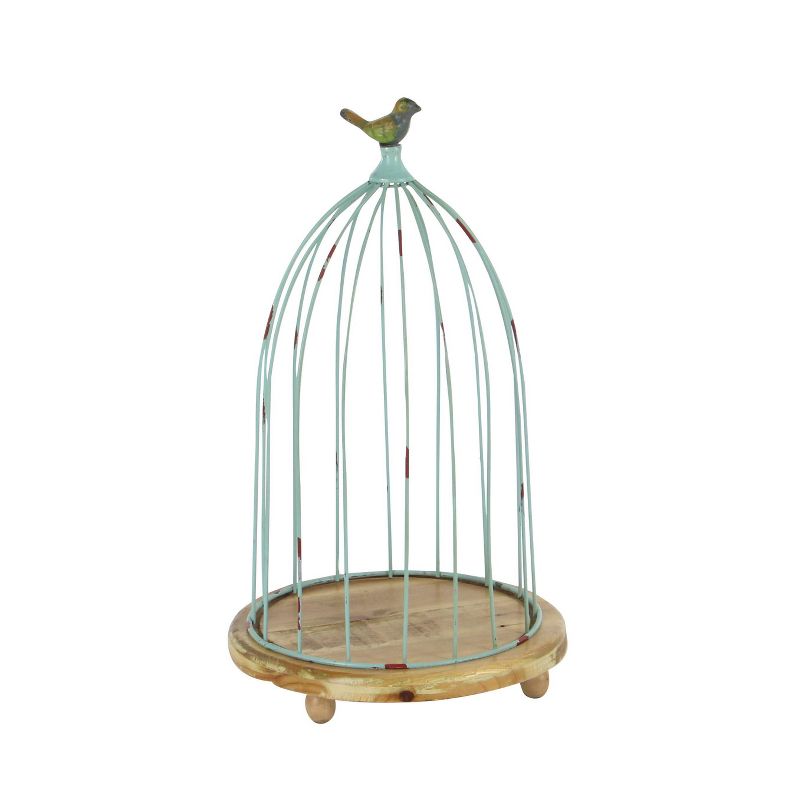 Set of 3 Farmhouse Metal and Wood Bird Cage Novelty Planters - Olivia & May