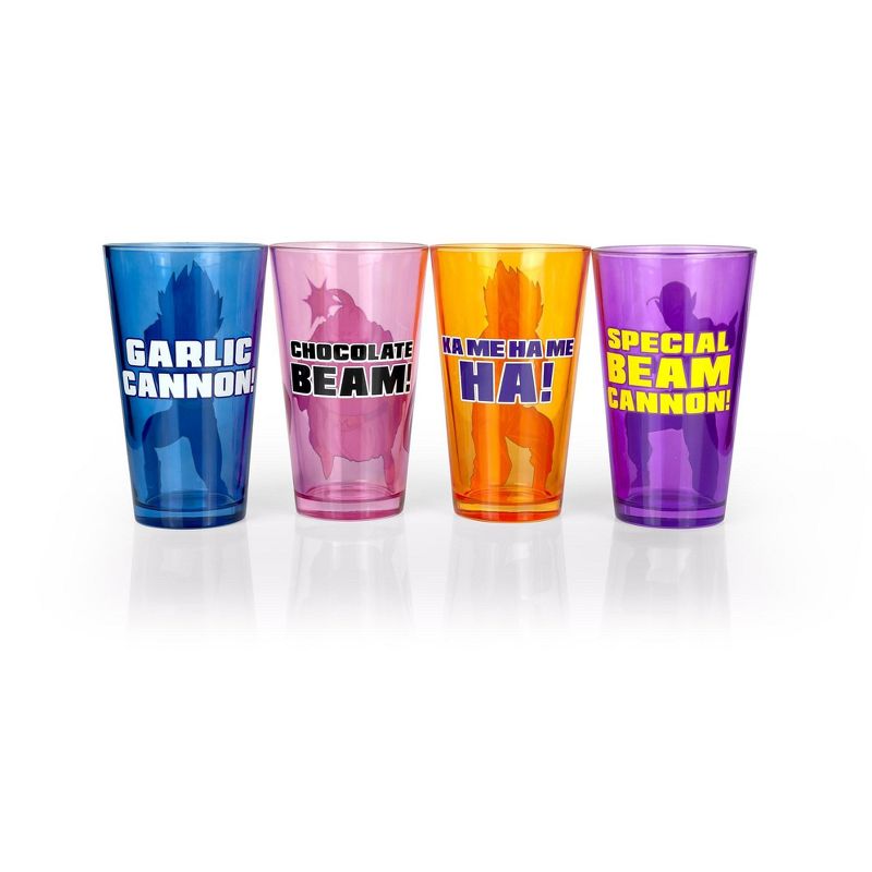 Just Funky Dragon Ball Z Fighters Pint Glasses | 16-Ounce Character Glasses | Set of 4