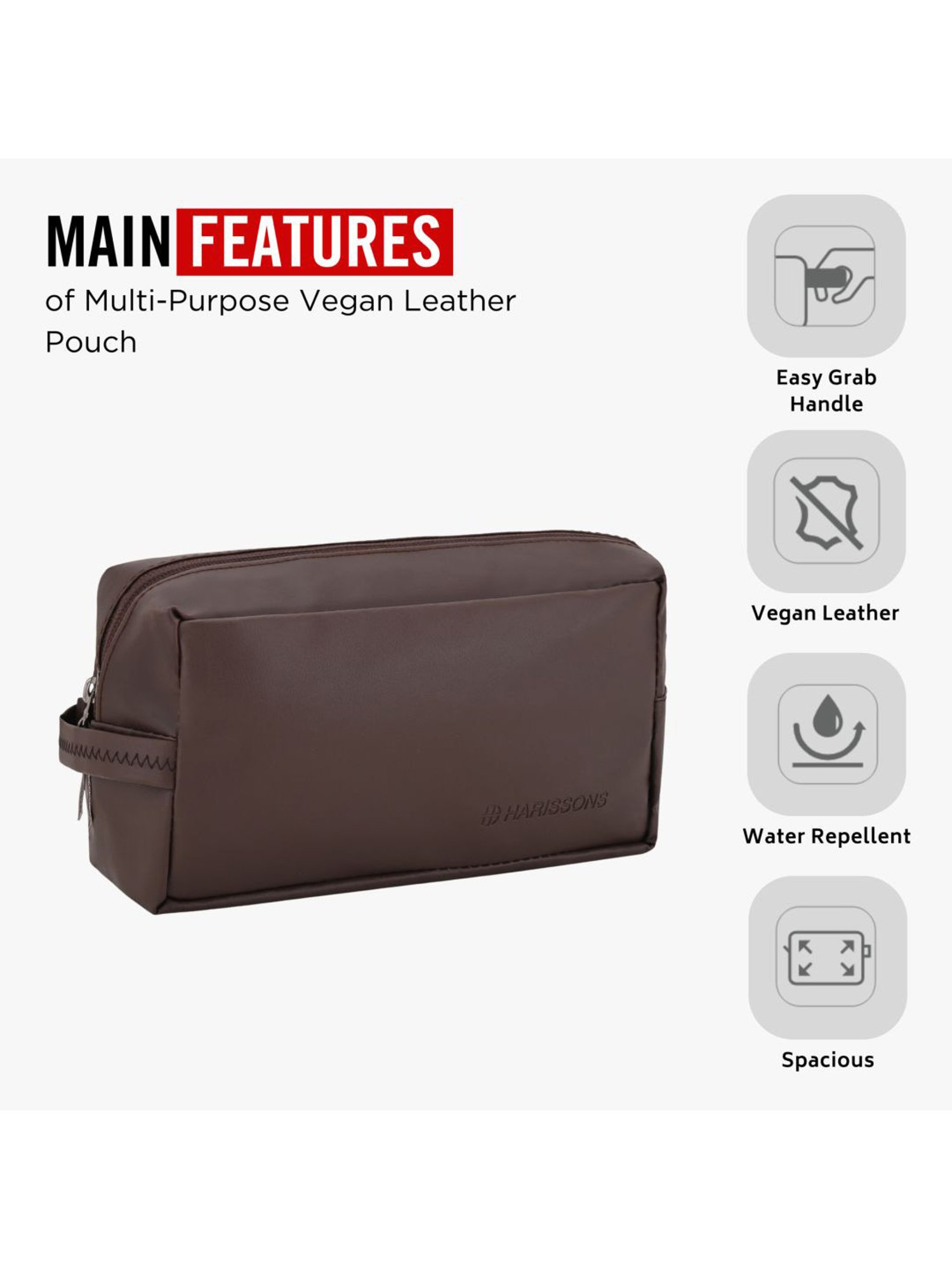 Harissons Brown PU Solid Pouch