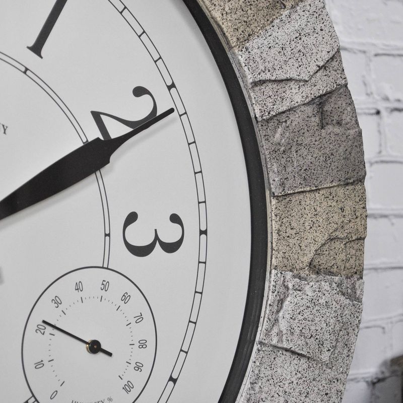 14" First Time Stoneybrook Outdoor Wall Clock Charcoal