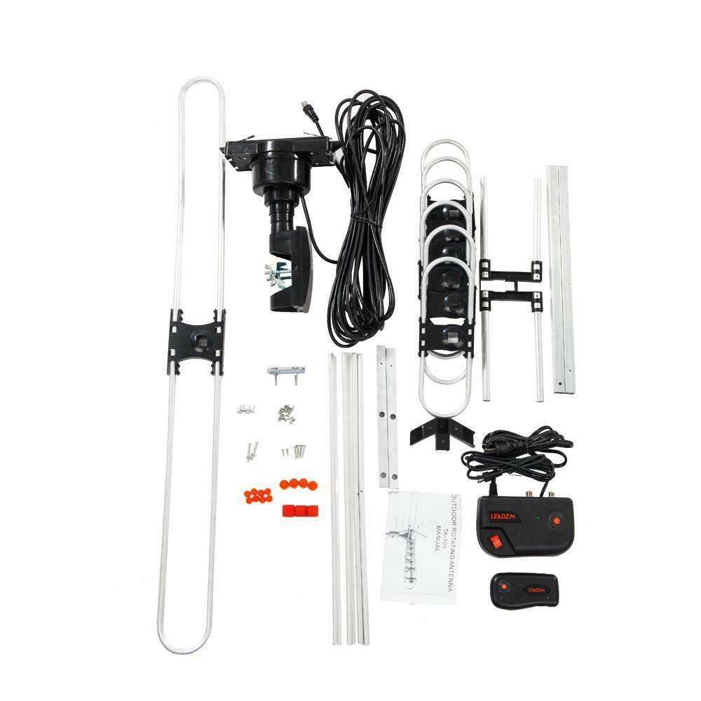 Leadzm Outdoor Amplified HD TV Antenna 360&deg;180 Mlies Digital UHF/VHF FM Radio