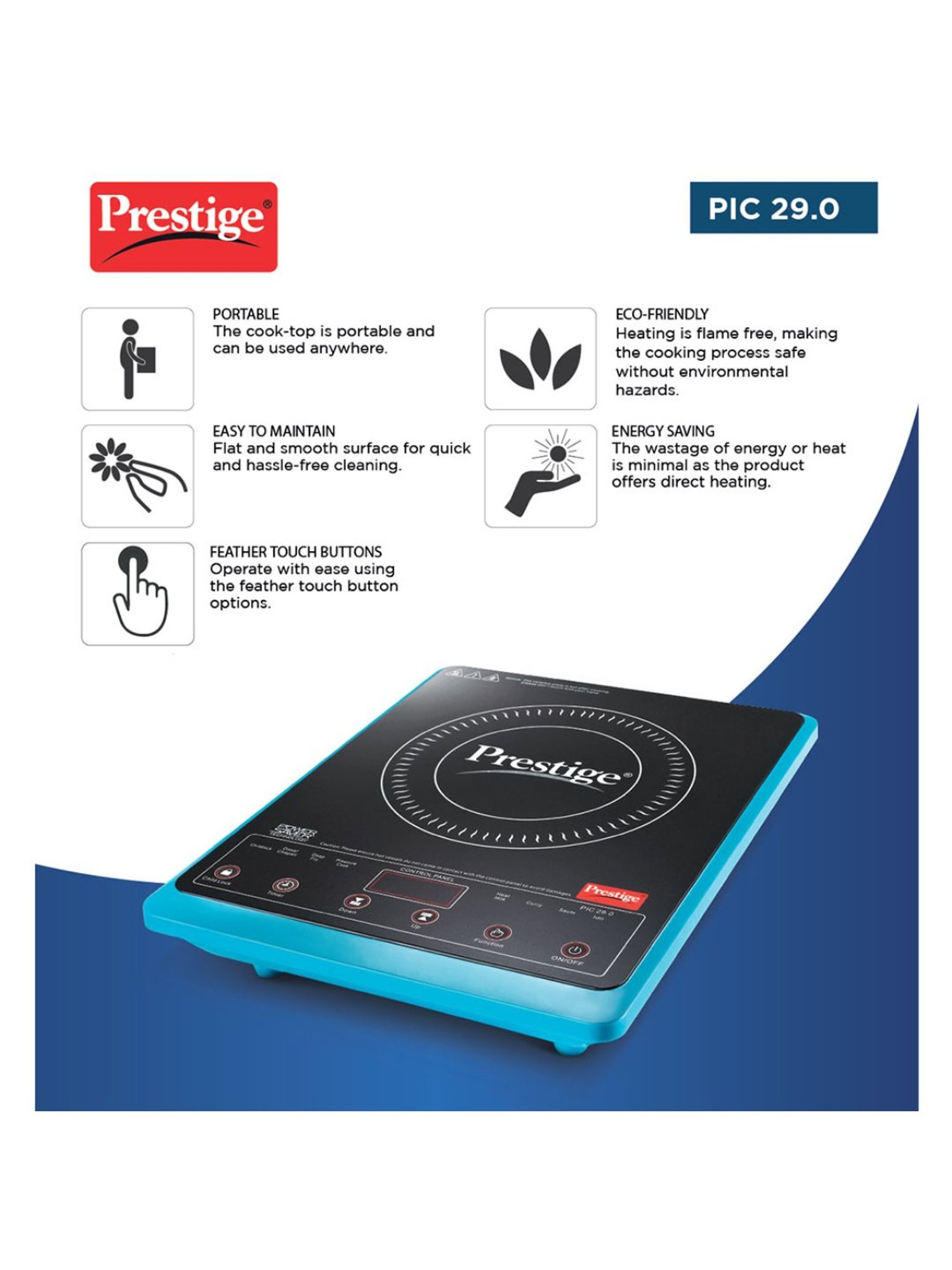 Pigeon Blackline Smart Black Glass Manual Gas Stove (2 Burners)