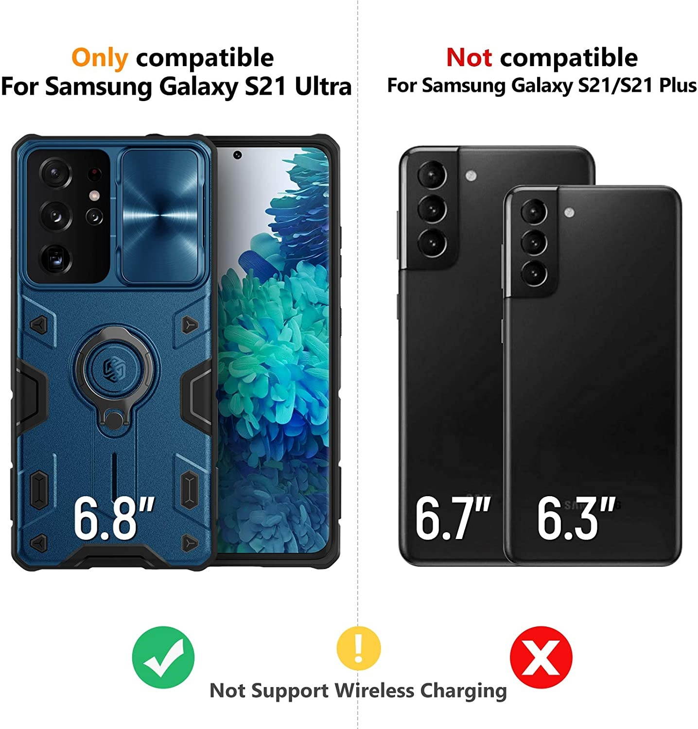 Nillkin for Samsung Galaxy S21 Ultra case Kickstand Slide Camera Protector Cover for Samsung Galaxy S21 Ultra 5g Case 6.8&rsquo&rsquo Shockproof TPU + PC Anti-Slip Protection case Blue