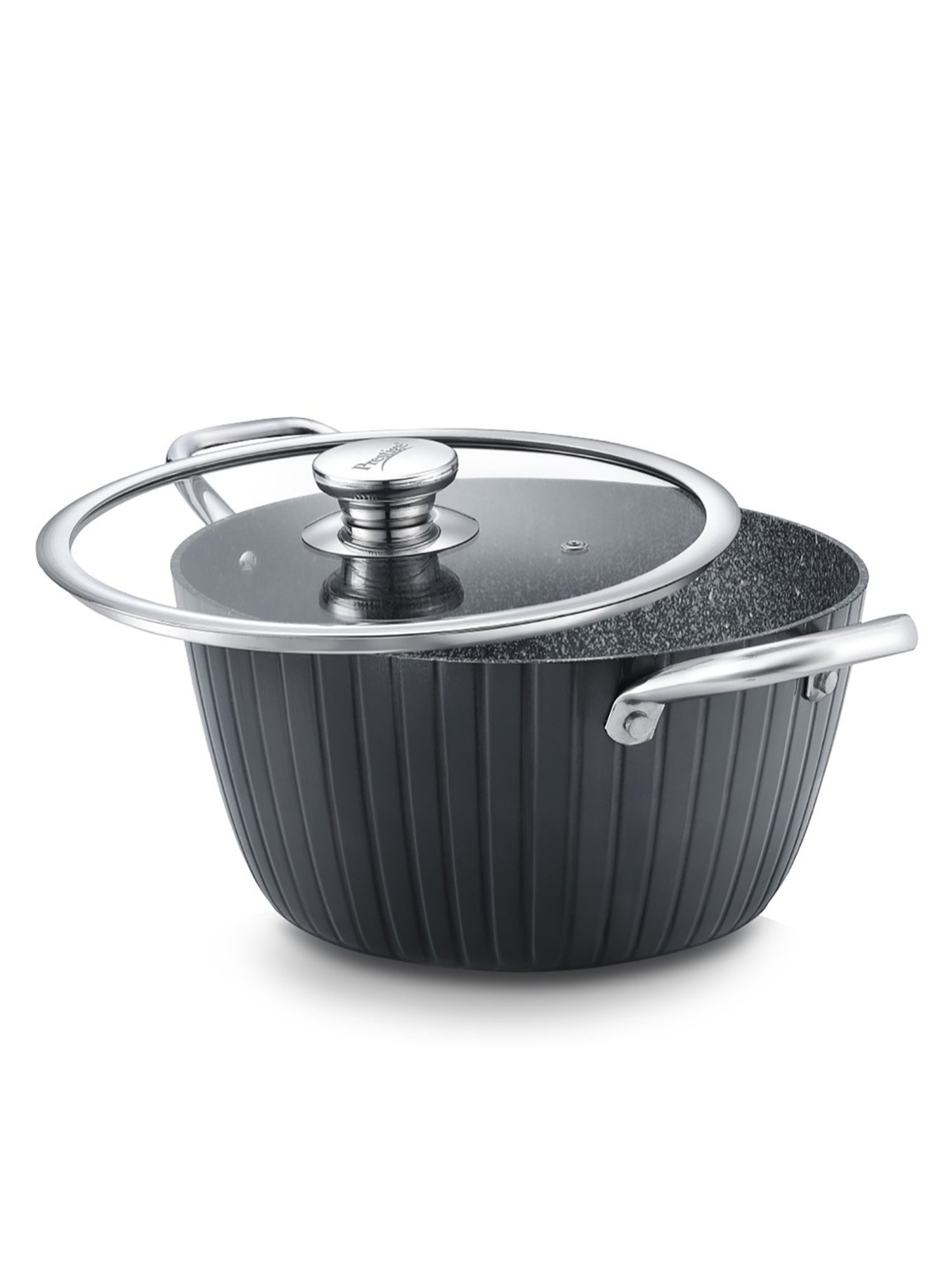 Prestige Durastone Black Aluminium Casserole with Glass Lid (4 L)