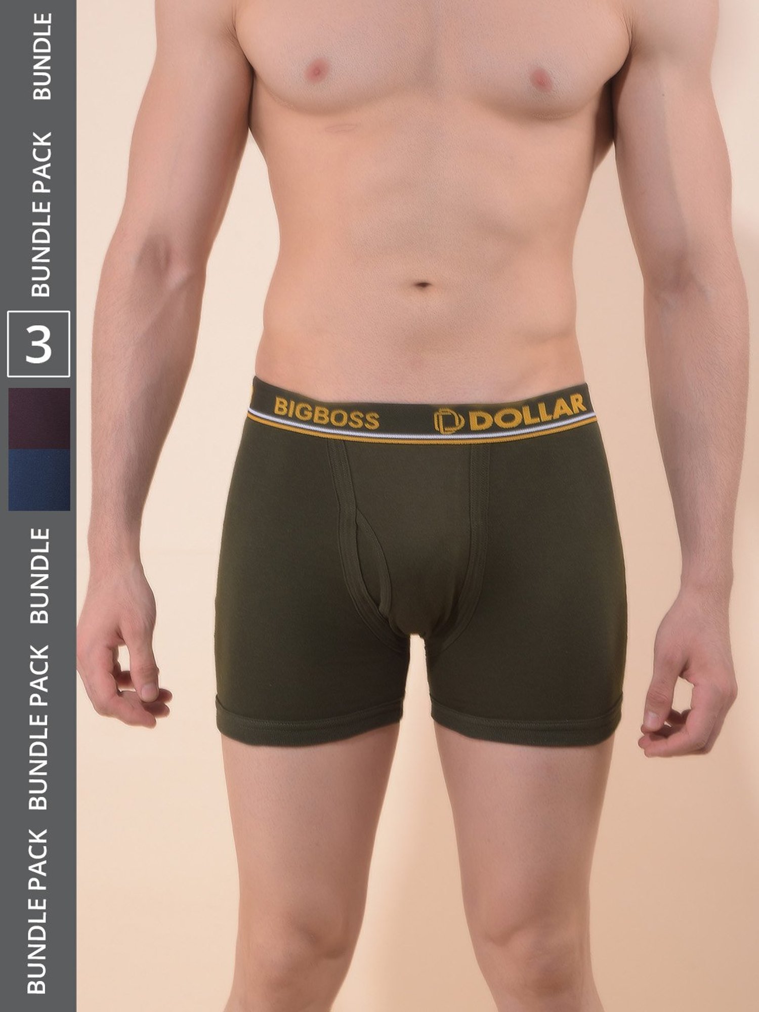 Dollar Bigboss Assorted Combed Cotton Trunks - Pack of 3