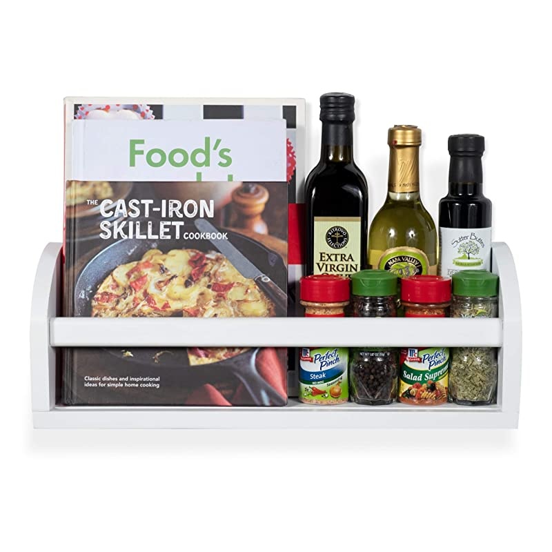 Lissa Wall Shelf 17" Wood Wall Mounted White Bookshelf for Nursery Wall Decor, Kids Storage Organizer Set of 2