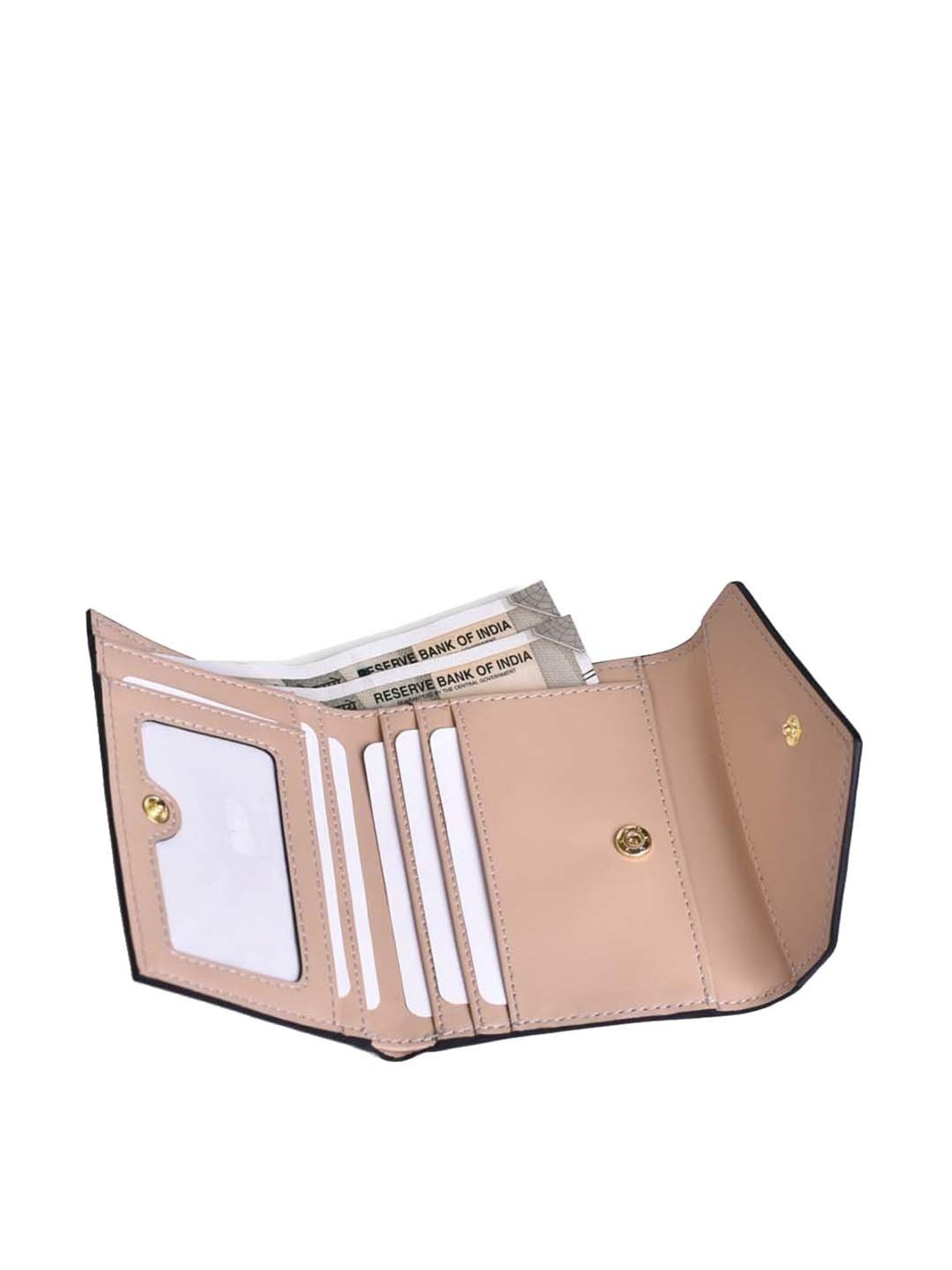 BELWABA Pink Color Block Tri-Fold Wallet for Women