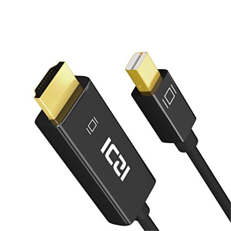 iczi goldplated, 1080p male to male mini displayport thunderbolt to hdmi adapter cable, 10 feet / 3 m