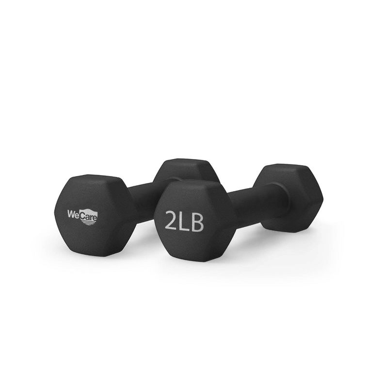 WECARE Neoprene Dumbells 2pc - Black 2lbs