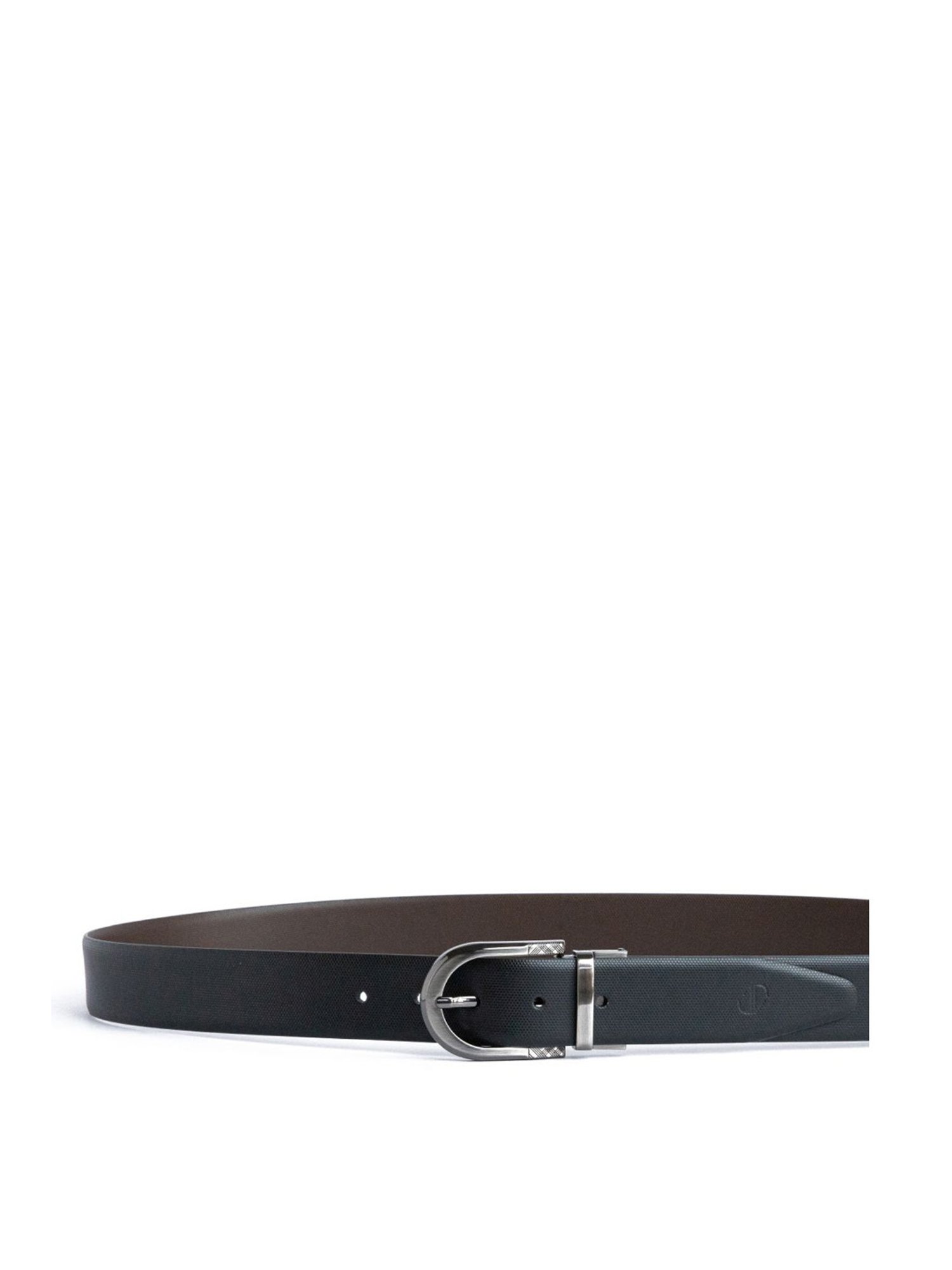 James Aston Mini Hexagono Black & Brown Leather Solid Reversible Belt