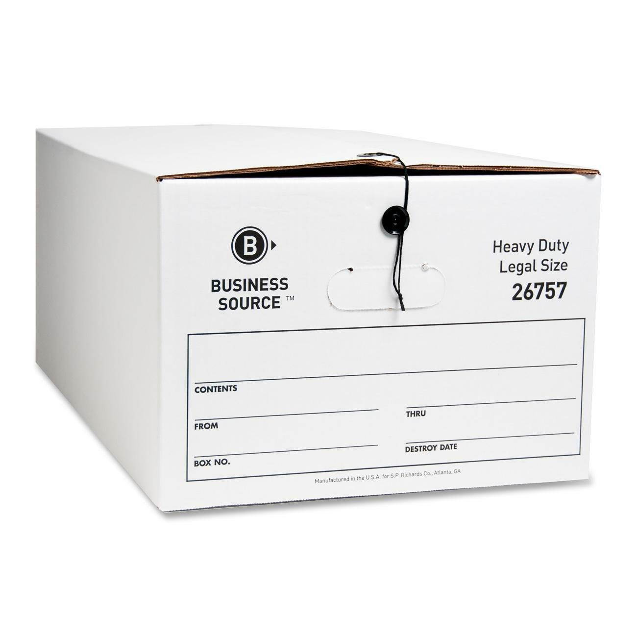Business Source Storage Box Legal 700 lbs 15"x24"x10" 12/CT White 26757