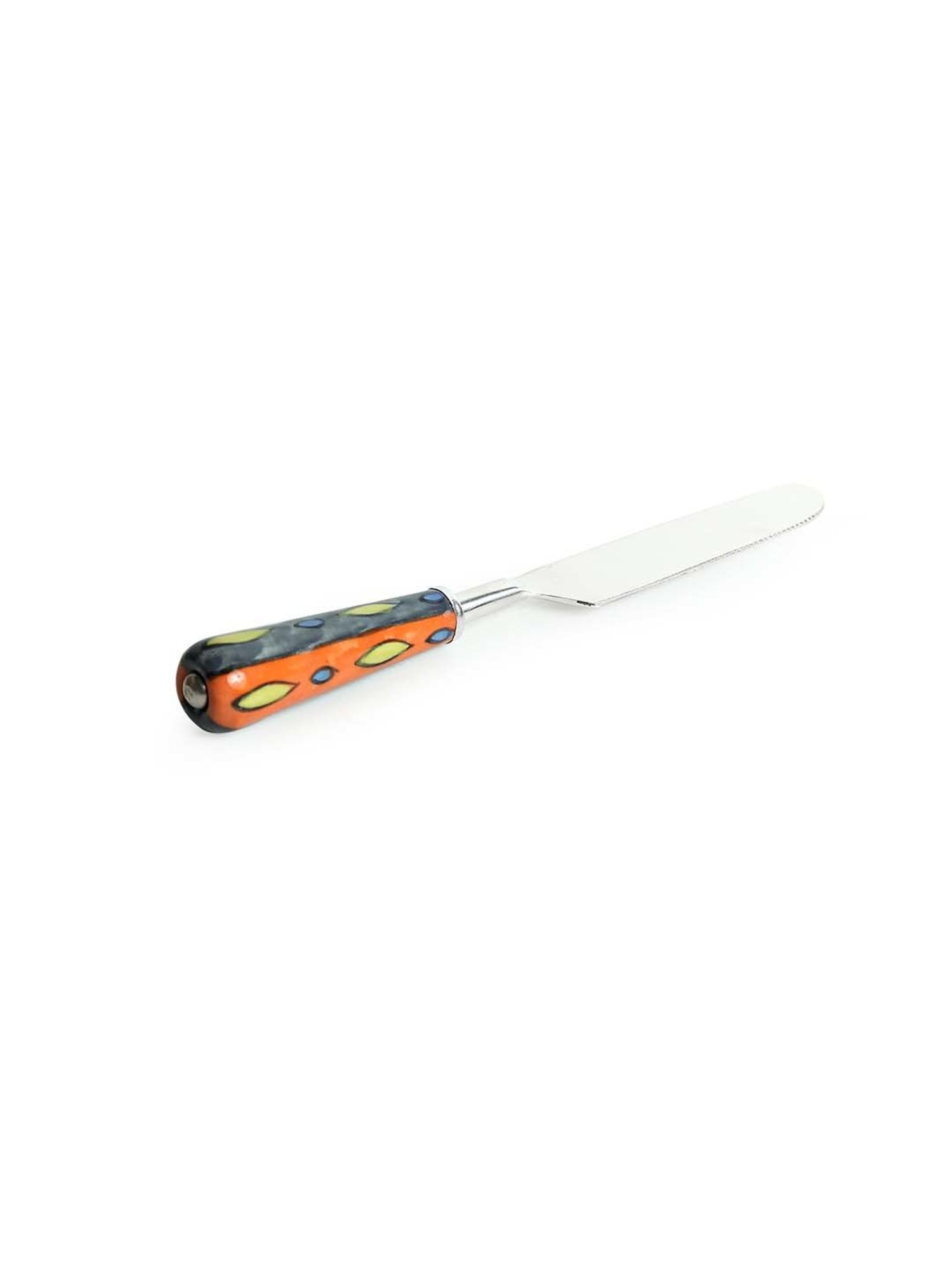 ExclusiveLane 'The Mughal Aakar' Hand-Painted Table Knives In Stainless Steel & Ceramic (Set of 6)