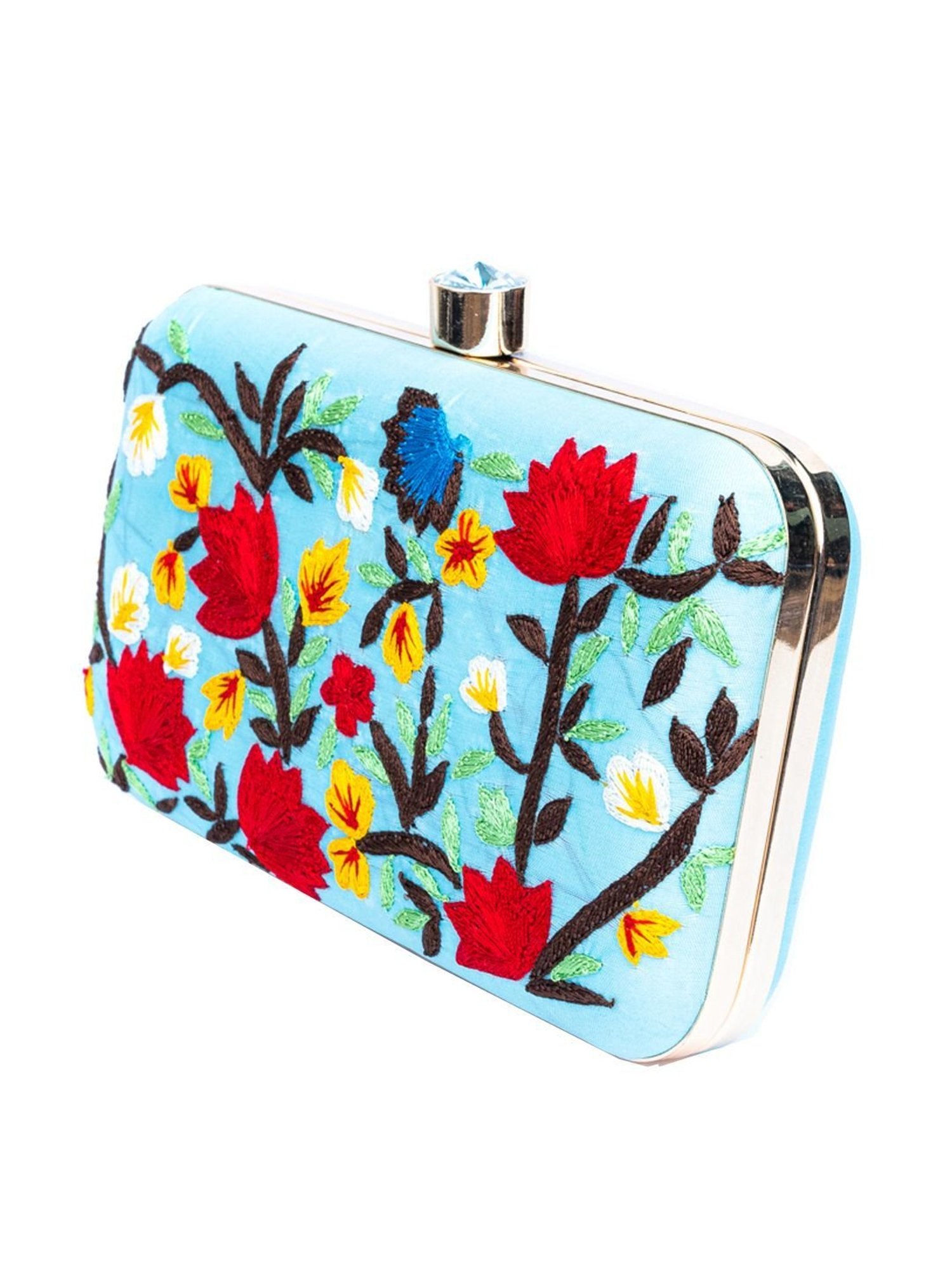 NR by Nidhi Rathi Blue Fabric Minaudiere Clutch