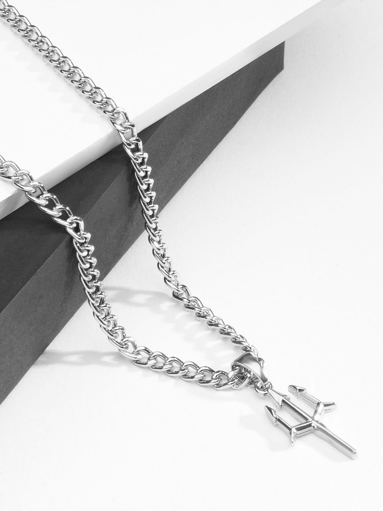 The Bro Code Silver-Plated Devi Thrishul Pendant Necklace for Men